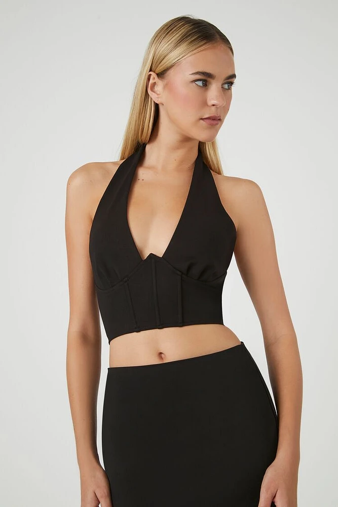 Plunging Halter Crop Top