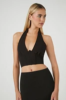 Plunging Halter Crop Top