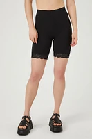 Lace-Trim High-Rise Biker Shorts