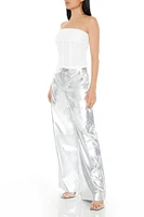 Satin Metallic Cargo Pants