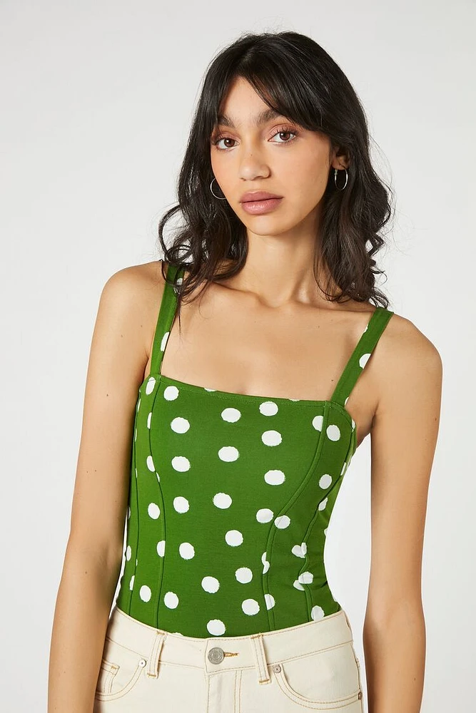 Polka Dot Seamed Bodysuit