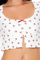 Cherry Print Pajama Crop Top