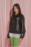 Wicked Rhinestone Faux Leather Jacket