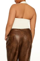 Plus Sweater-Knit Halter Top