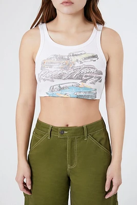 Cropped Racing Graphic Tank Top