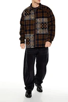 Ornate Plaid Button-Front Shirt