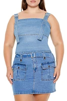 Plus Buckled Denim Crop Top