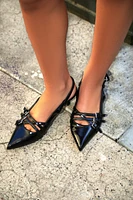 Buckled Pointed-Toe Kitten Heels