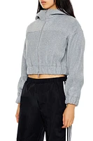 Cropped Funnel-Neck Zip-Up Hoodie