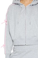 Bow Striped Zip-Up Hoodie