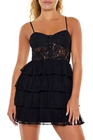 Tiered Lace Bustier Mini Dress