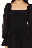 Chiffon Square-Neck Mini Dress