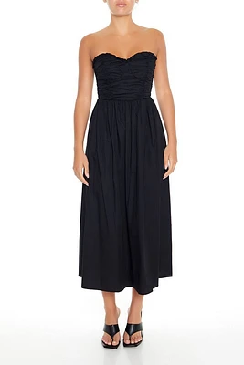 Strapless Ruffle Midi Dress