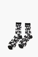 Bow Print Mesh Crew Socks