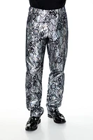 Metallic Lace Slim-Fit Pants