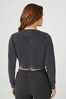 Cotton Ribbed Cropped Henley Top