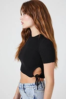 Sweater-Knit Cutout Cropped Tee