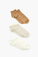 Ruffle-Trim Ankle Socks Set - 3 pack