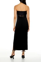 Strapless Velour Lace Midi Dress