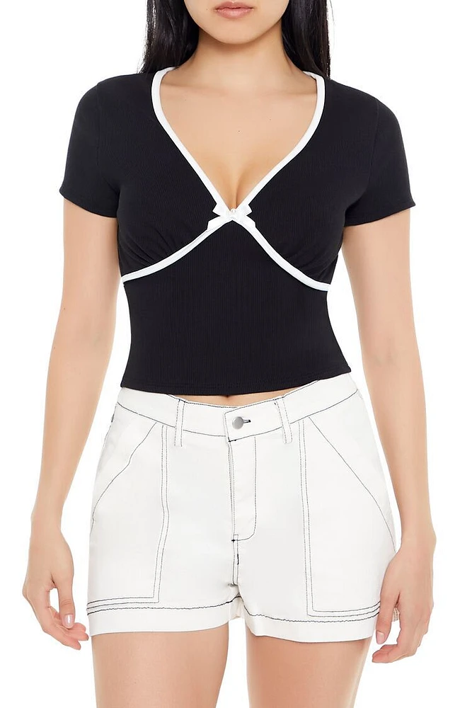 Ribbed Bow Cropped Tee