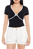 Ribbed Bow Cropped Tee