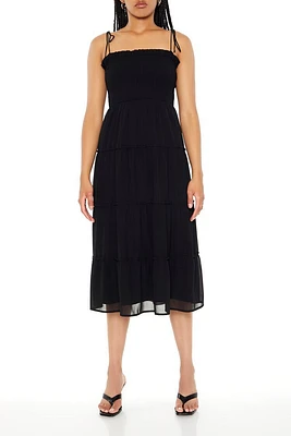 Tiered Self-Tie Cami Midi Dress