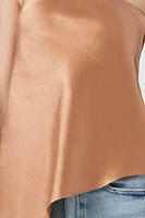 Satin Asymmetrical Strapless Top