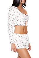 Cherry Print Pajama Crop Top