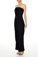 Belted Strapless Cargo Jumpsuit