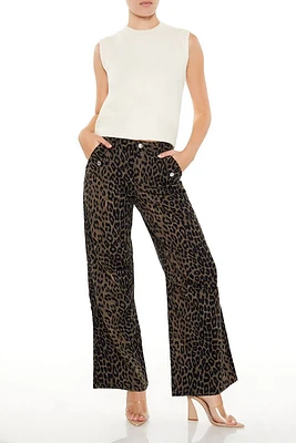 Cheetah Print Wide-Leg Pants