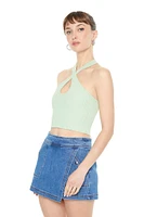 Sweater-Knit Crisscross Halter Top