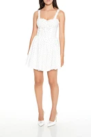 Lace-Trim Polka Dot Mini Dress