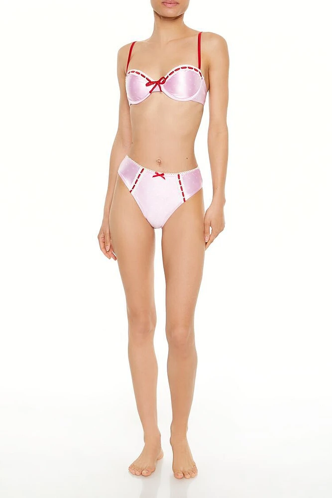 Satin Laced Hearts High-Waist Bikini Bottoms