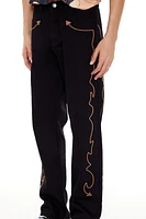 Embroidered Arrow Mid-Rise Jeans