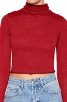 Glitter Knit Turtleneck Crop Top