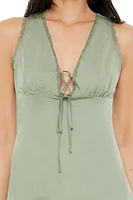 Plunging Lace-Trim Mini Dress