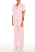 Piped-Trim Wide-Leg Pajama Pants