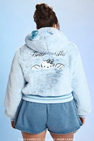 Plus Faux Fur Hello Kitty Zip-Up Hoodie