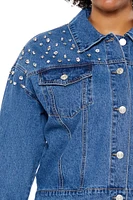 Plus Faux Gem Denim Jacket