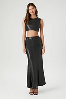 Faux Leather Mermaid Maxi Skirt