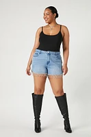 Plus Retro High-Rise Denim Shorts