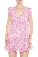 Chiffon Floral Print Mini Dress