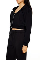 Cropped Fleece Zip-Up Hoodie