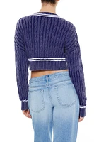 Varsity-Striped Cropped Sweater