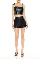 Eyelet Faux Leather Cropped Cami