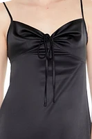 Satin Sweetheart Bow Mini Dress