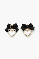 Faux Pearl Heart Drop Earrings