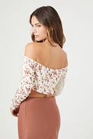 Floral Print Off-the-Shoulder Crop Top