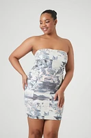 Plus Contour Sculpt Floral Tube Dress