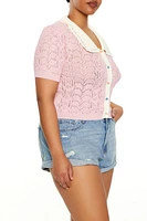 Plus Pointelle Sweater-Knit Shirt